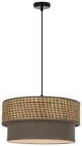 Karrara lampa wisząca czarny 1x60W E27 abażur szaro beżowy+szary