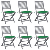 vidaXL Składane krzesła ogrodowe, 6 szt., poduszki, drewno akacjowe