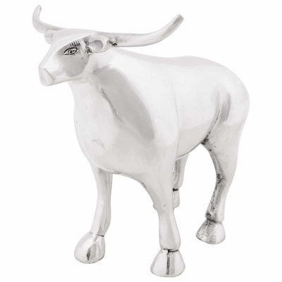 Rzeźba byka Srebrny 20 x 17 x 23 cm Aluminium