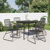 5-częściowy zestaw mebli ogrodowych, czarny, rattan PVC