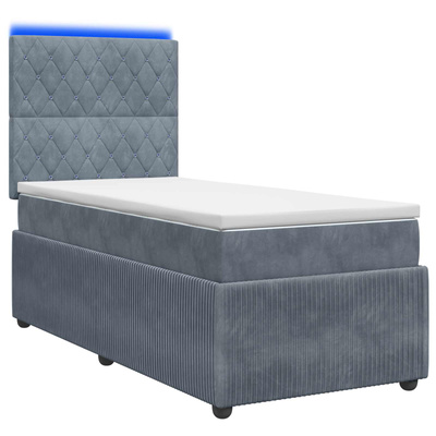 Łóżko z box spring LED z materacem ciemnoszary 90 x 200 cm