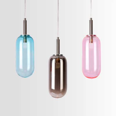 Lampa wisząca FIUGGI różowa - ze szklanym z podłużnym – minimalistyczna lampa LED nad stół