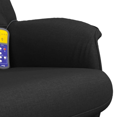 vidaXL Rozkładany fotel masujący z podnóżkiem, czarny, obity tkaniną model standard