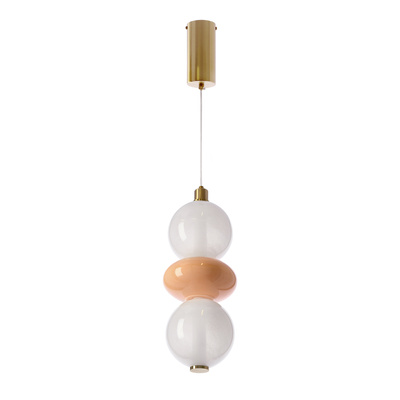 FLORES lampa wisząca mosiężny+brązowy 12W LED 3000K klosz biały