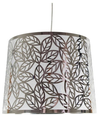 Lampa wisząca z abażurem Andromeda metalowa srebrna klasyczna do salonu
