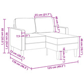 Sofa 2-osobowa z szezlongiem w kształcie litery L, jasnoszara