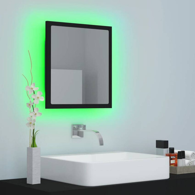 vidaXL Lustro łazienkowe LED, czarne, 40x8,5x37cm, akryl