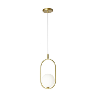 Lampa wisząca CORDEL elegancka - złoty mosiądz z białym kloszem kulką - nowoczesne oświetlenie sufitowe salonu i łazienki 1x G9 LED