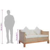 2-osobowa sofa z poduszkami, naturalny rattan