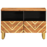 vidaXL Szafka pod TV, brązowo-czarna 70x33,5x46 cm, lite drewno mango