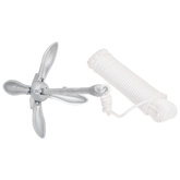 Składana kotwica z liną, srebrna, 1,5 kg, żeliwo ciągliwe