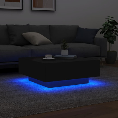 Stolik kawowy z oświetleniem LED, czarny, 80x80x31 cm