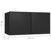 vidaXL Szafka wisząca pod TV, czarna, 60x30x30 cm