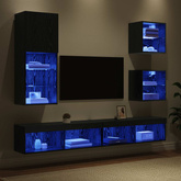 Jednostki TV na ścianę z LED 5 szt. Czarny Dąb 100 x 30 x 30 cm