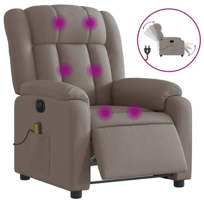 vidaXL Rozkładany fotel masujący, elektryczny, kolor taupe, tkanina wariant 12