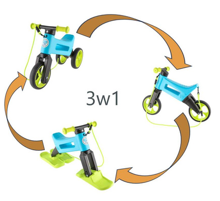 FWRider Super Sport 517498 Kolor: Grey / Szary z brązowymi felgami Rowerek biegowy Jeździk 2w1 Ciche koła + Pasek do noszenia dla Rodzica