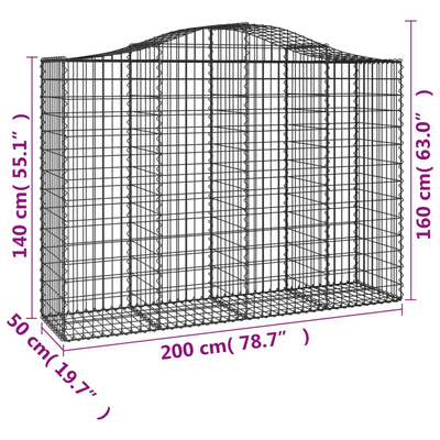 Kosze gabionowe, 30 szt, 200x50x140/160cm, galwanizowane żelazo