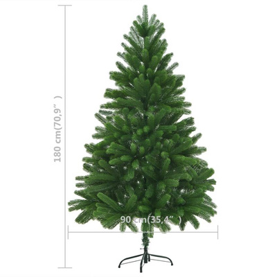 vidaXL Sztuczna choinka z lampkami i bombkami, 180 cm, zielona model standard