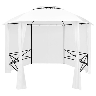 vidaXL Altana ogrodowa z zasłonami, 360x312x265 cm, biała, 180 g/m²