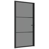 vidaXL Drzwi wewnętrzne, 102,5x201,5 cm, czarne, szkło ESG i aluminium