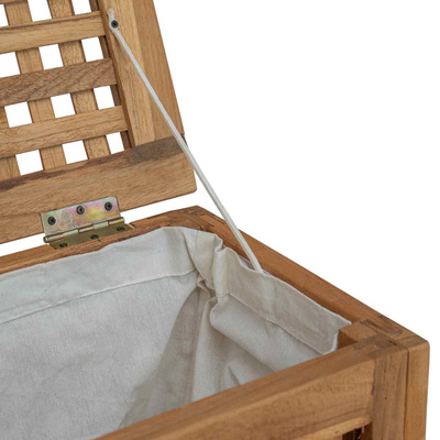 Kosz na pranie naturalny 50 x 35 x 60 cm Lite drewno teakowe