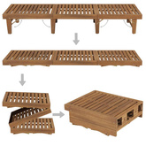 vidaXL Składany leżak z poduszką, lite drewno akacjowe