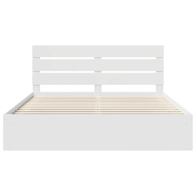 Ramka łóżka Z zagłówkiem Biały 200 x 200 cm Lite drewno sosnowe