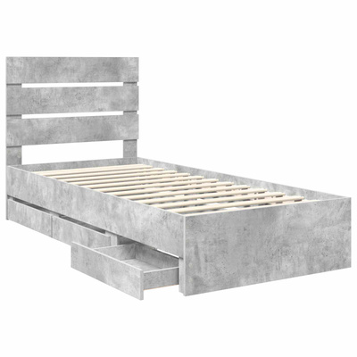 Ramka łóżka Betonowy szary 75 x 190 cm Drewno inżynieryjne