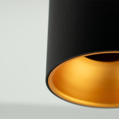 Punktowa oprawa sufitowa natynkowa ZAMA Black Gold GU10 okrągła czarna, środek złoty IP20 EDO777343 EDO Solutions