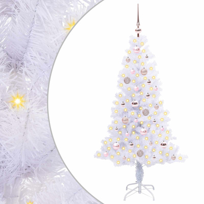 Sztuczna choinka z 150 diodami LED Biały 150 cm PVC i Stal