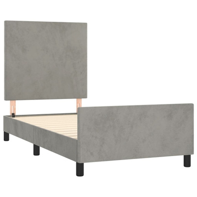 vidaXL Rama łóżka z zagłówkiem, jasnoszara, 100x200 cm, aksamitna model standard
