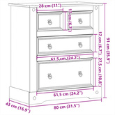 Komoda Corona, 80x43x91 cm, lite drewno sosnowe