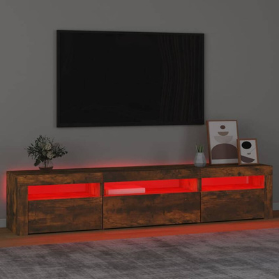 vidaXL Szafka pod TV z oświetleniem LED, przydymiony dąb, 195x35x40 cm