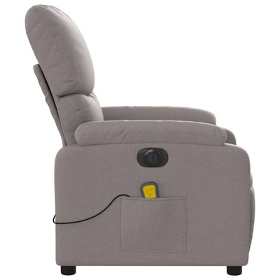 vidaXL Rozkładany fotel masujący, elektryczny, kolor taupe, tkanina