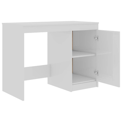vidaXL Biurko, białe z połyskiem 140x50x76 cm, materiał drewnopochodny