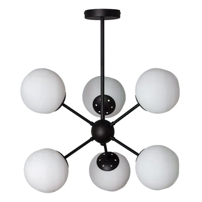 Lampa Wisząca Czarna szklane kule Abruzzo Grappa 6xE28