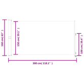 Wysuwana markiza boczna na taras, 160 x 300 cm, brązowa