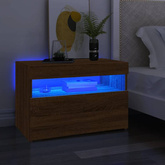 vidaXL Szafka pod TV z oświetleniem LED, brązowy dąb, 60x35x40 cm