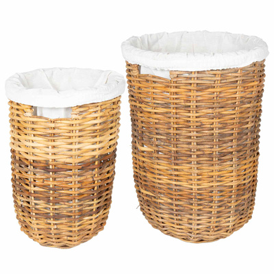 Kosz na pranie z pokrywą 2 pcs Naturalny Brąz Rattan Kubu