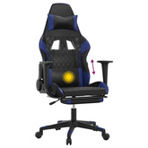 vidaXL Masujący fotel gamingowy z podnóżkiem, czarno-niebieski model standard