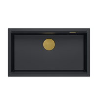 LOGAN 110 GraniteQ zlewozmywak pure carbon 76x44x23,5 cm 1-komorowy podwieszany z syfonem manualnym złoty