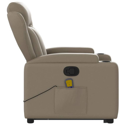 vidaXL Podnoszony fotel masujący, rozkładany, cappuccino, ekoskóra wariant 7