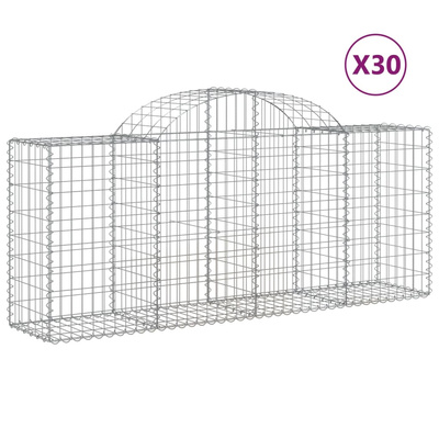 Kosze gabionowe, 30 szt, 200x50x80/100 cm, galwanizowane żelazo