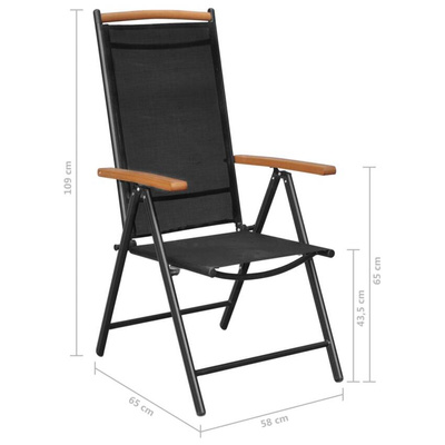 vidaXL Składane krzesła ogrodowe, 4 szt., aluminium/textilene, czarne