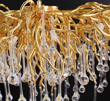 Żyrandol złoty lampa wisząca sufitowa glamour nowoczesna ICICLE RAINY RAIN 120CM GOLD