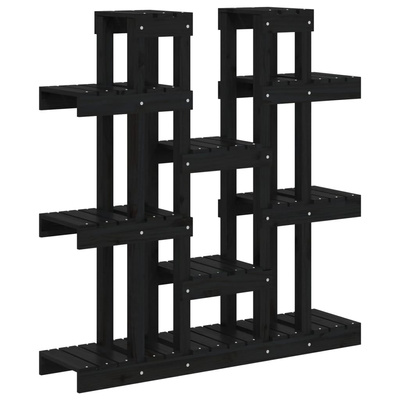 Kwietnik, czarny, 104,5x25x109,5 cm, lite drewno sosnowe