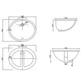 Umywalka podblatowa mykonos 49 cm, z przelewem CE-50-001-W Invena