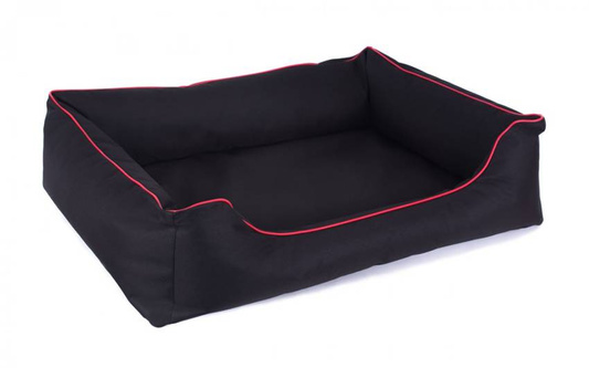 Legowisko dla psa Sofa Valencia Standard w kolorze czarnym z czerwonym wykończeniem Rozmiar: L - 100 x 75 cm