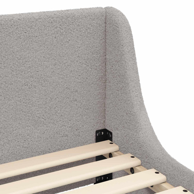 Łóżko Dziecięce z Ramą i Zagłówkiem jasnoszary 90x200 cm Bouclé
