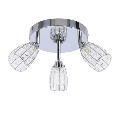 Shiba lampa sufitowa plafon chromowy 3x15w g9 klosz bezbarwny